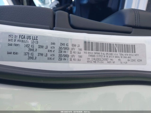 2020 JEEP GRAND CHEROKEE 1C4RJEBG3LC247057 Photo 8