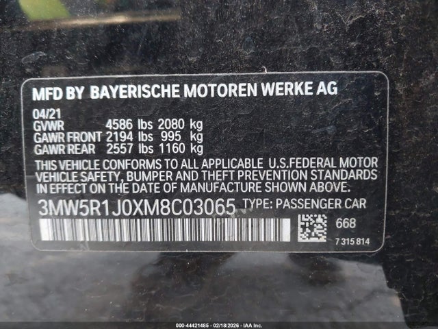 3MW5R1J0XM8C03065 BMW 330I