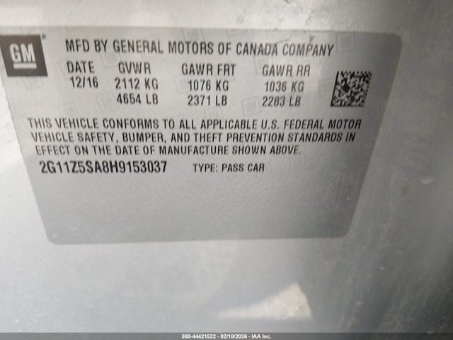 2G11Z5SA8H9153037 Chevrolet IMPALA LS