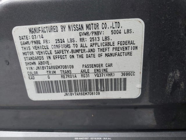 Продажа на аукционе авто 2014 Infiniti Q50 Premium, vin: JN1BV7AR6EM708109, номер лота: 44421557