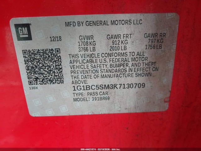 1G1BC5SM3K7130709 Chevrolet CRUZE LS