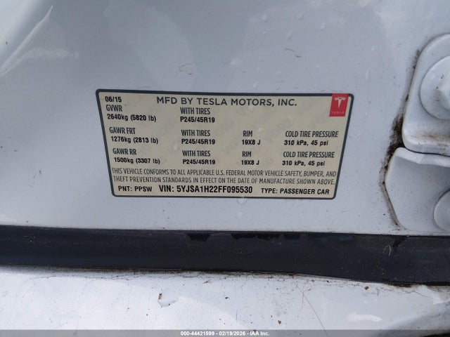 Продаж на аукціоні авто 2015 Tesla Model S 70d/85d/p85d, vin: 5YJSA1H22FF095530, номер лоту: 44421599
