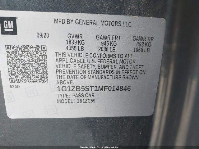 2021 CHEVROLET MALIBU 1G1ZB5ST1MF014846 Photo 8