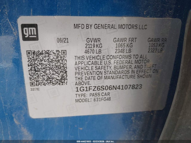 1G1FZ6S06N4107823 Chevrolet Bolt Euv Fwd Premier