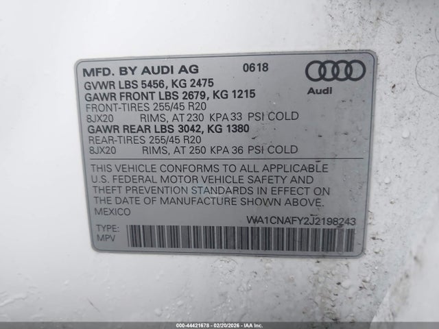 2018 AUDI Q5 WA1CNAFY2J2198243 Photo 8