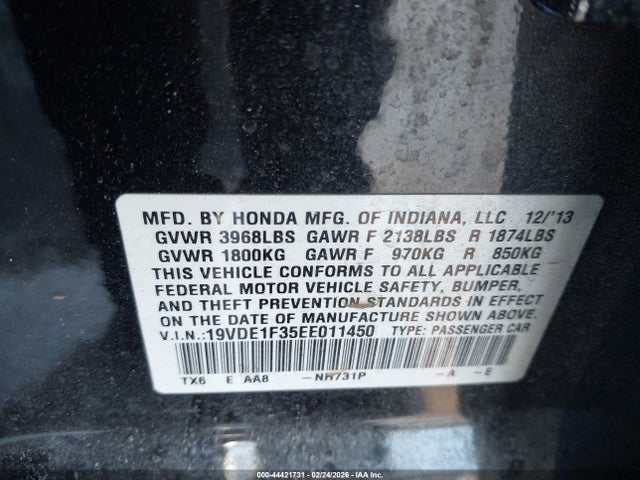 Aukcja sprzedaży 2014 Acura Ilx 2.0l, vin: 19VDE1F35EE011450, numer aukcji: 44421731
