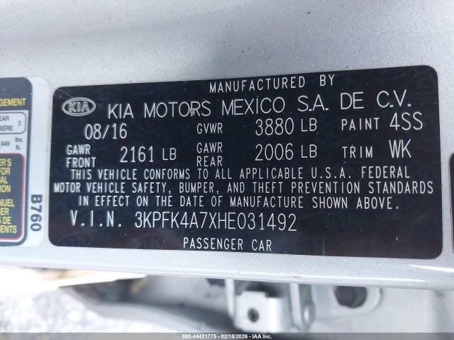 KIA FORTE LX 2017 3KPFK4A7XHE031492 Image 9