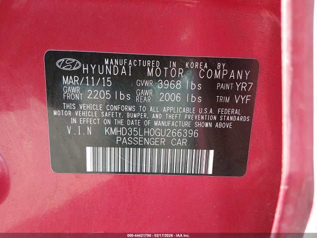 KMHD35LH0GU266396 Hyundai ELANTRA GT