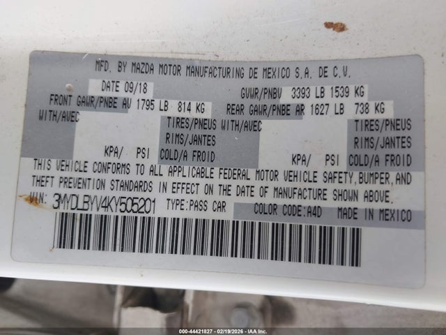 2019 TOYOTA YARIS 3MYDLBYV4KY505201 Photo 8