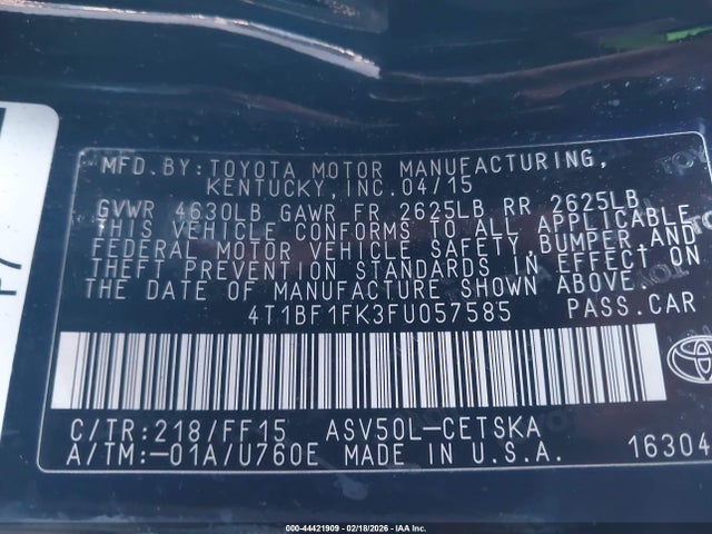 Toyota CAMRY SE 2015 4T1BF1FK3FU057585 Image 9
