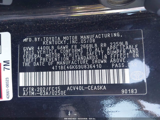 2009 TOYOTA CAMRY 4T1BE46K69U836410 Photo 8