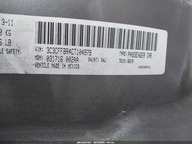 Aukcja sprzedaży 2012 Fiat 500 Sport, vin: 3C3CFFBR4CT104979, numer aukcji: 44421927