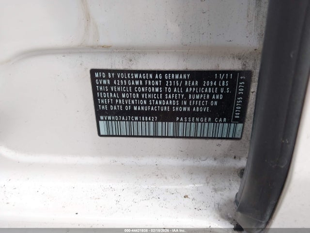 Aukcja sprzedaży 2012 Volkswagen Gti 4-door, vin: WVWHD7AJ7CW188427, numer aukcji: 44421938