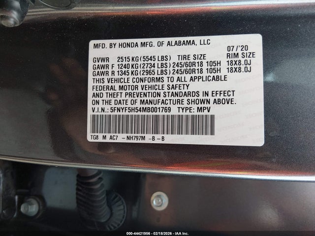 2021 HONDA PILOT 5FNYF5H54MB001769 Photo 8