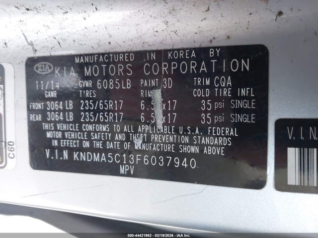 KNDMA5C13F6037940 KIA Sedona L