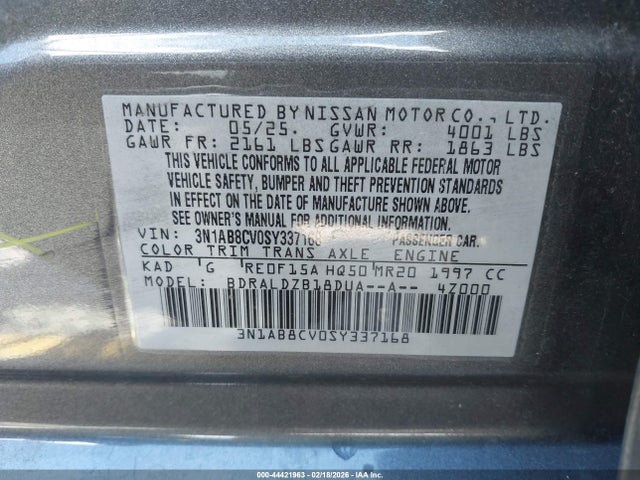 3N1AB8CV0SY337168 Nissan SENTRA SV
