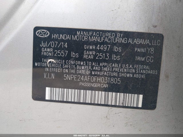 Hyundai SONATA SE 2015 5NPE24AF0FH031805 Image 9