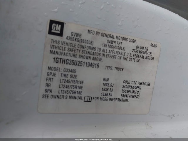 Продажа на аукционе авто 2005 Gmc Savana Standard, vin: 1GTHG35U251194916, номер лота: 44421973