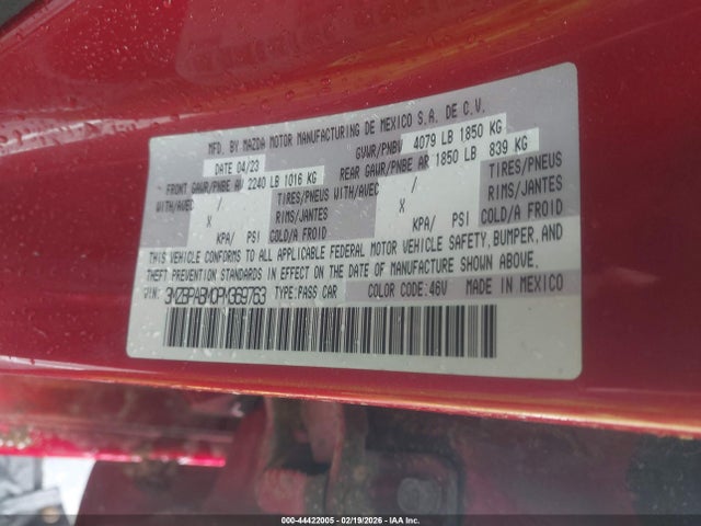 3MZBPABM0PM369763 Mazda Mazda3 2.5 S Select