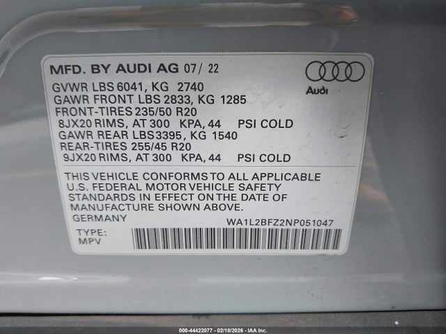 WA1L2BFZ2NP051047 Audi Q4 E-tron Premium Plus 50 Quattro
