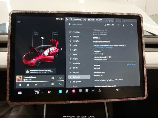 44422113 :رقم المزاد ، 5YJ3E1EB8KF421600 vin ، 2019 Tesla Model 3 Long Range/performance مزاد بيع