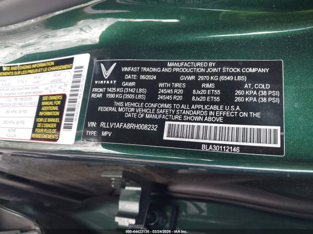 Vinfast Vf 8 Plus 2024 RLLV1AFA8RH008232 Image 9