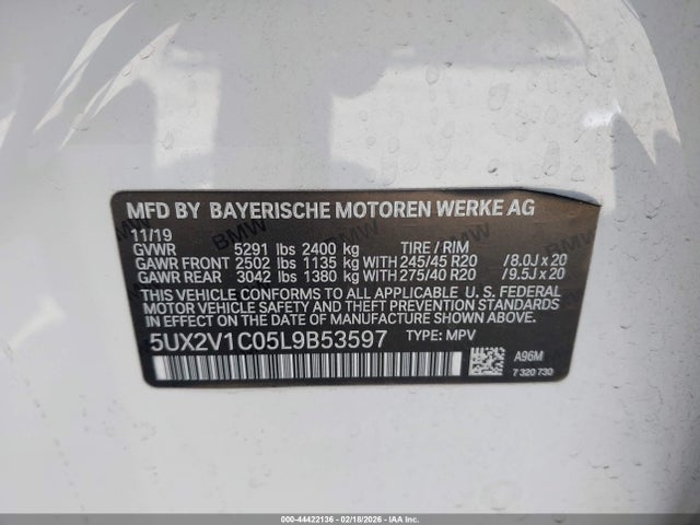 Aukcja sprzedaży 2020 Bmw X4 Xdrive30i, vin: 5UX2V1C05L9B53597, numer aukcji: 44422136