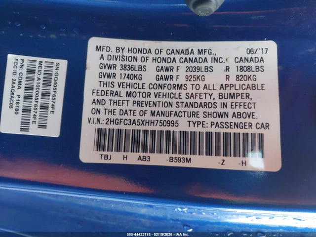Honda CIVIC SI 2017 2HGFC3A5XHH750995 Image 9