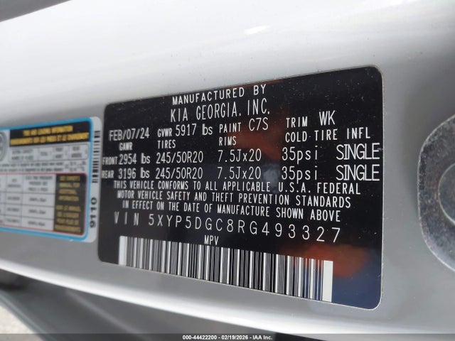 5XYP5DGC8RG493327 KIA Telluride Sx X-line