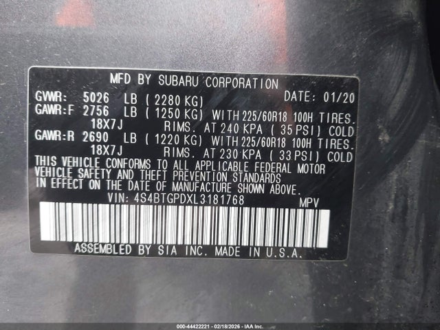 4S4BTGPDXL3181768 Subaru Outback Touring Xt