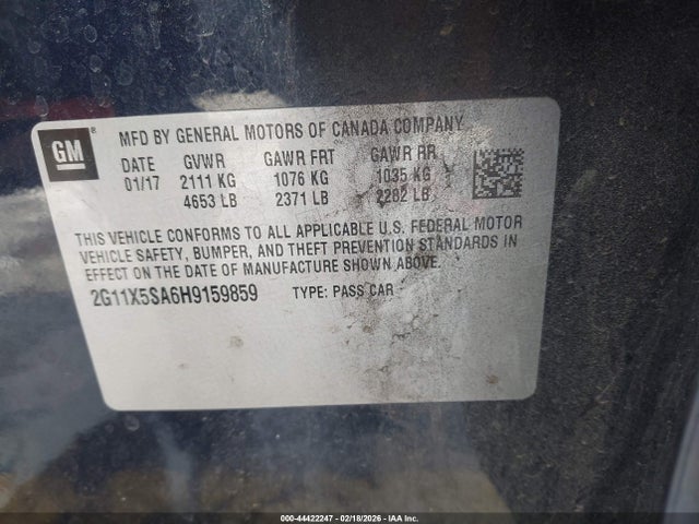 2G11X5SA6H9159859 Chevrolet Impala 1fl