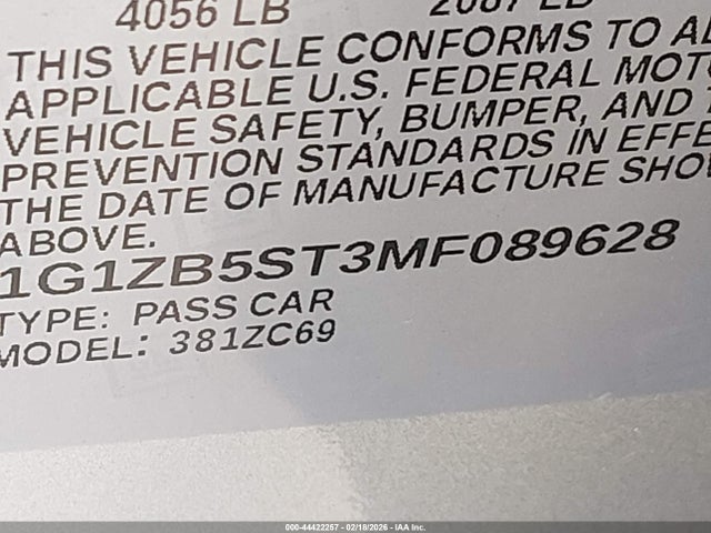 1G1ZB5ST3MF089628 Chevrolet Malibu Fwd Ls
