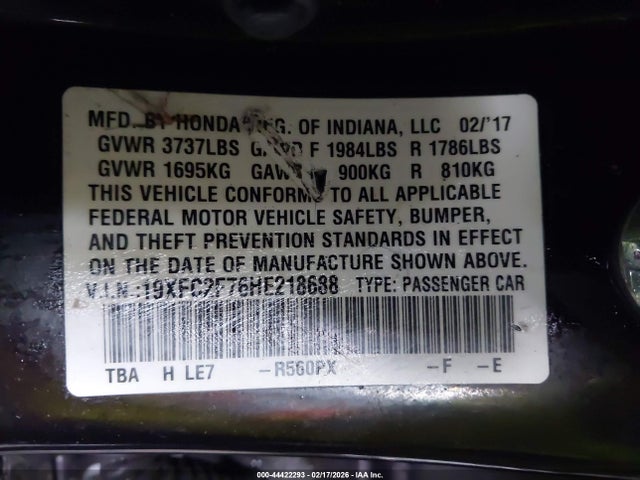 19XFC2F76HE218688 Honda CIVIC EX