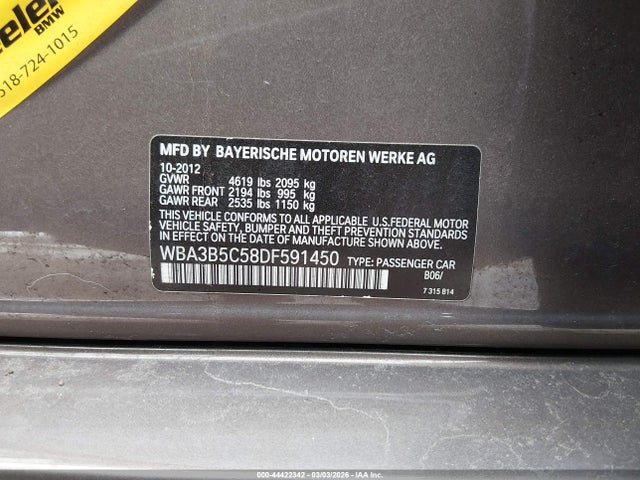 Продаж на аукціоні авто 2013 Bmw 328i Xdrive, vin: WBA3B5C58DF591450, номер лоту: 44422342
