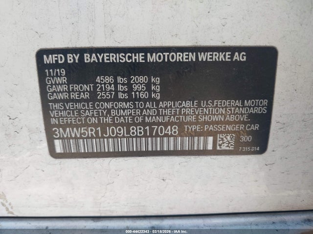 3MW5R1J09L8B17048 BMW 330I