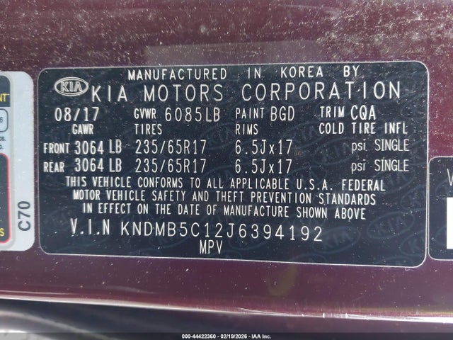 KIA SEDONA LX 2018 KNDMB5C12J6394192 Image 9