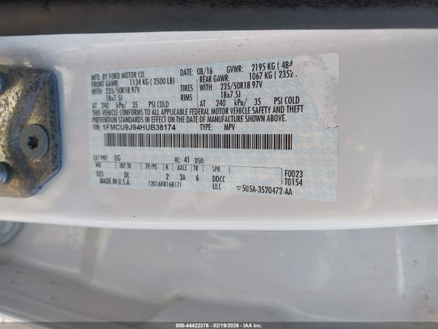 2017 FORD ESCAPE 1FMCU9J94HUB38174 Photo 8