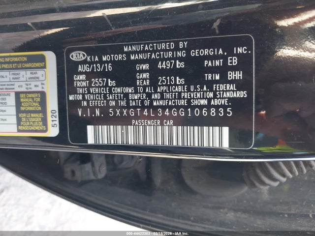 5XXGT4L34GG106835 KIA Optima Lx