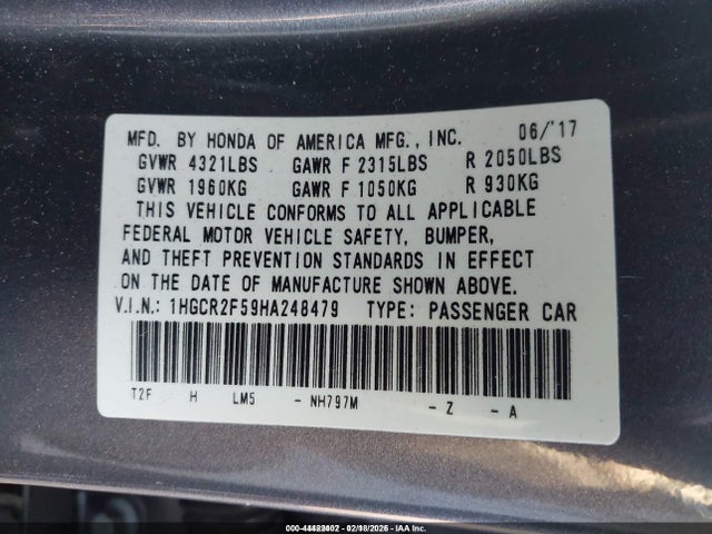1HGCR2F59HA248479 Honda Accord Sport