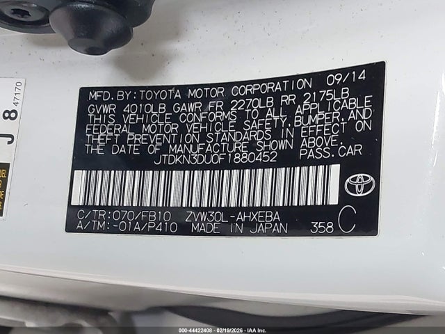 Toyota Prius Two 2015 JTDKN3DU0F1880452 Image 9