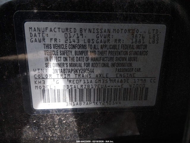 Nissan SENTRA SR 2019 3N1AB7AP9KY290544 Image 9
