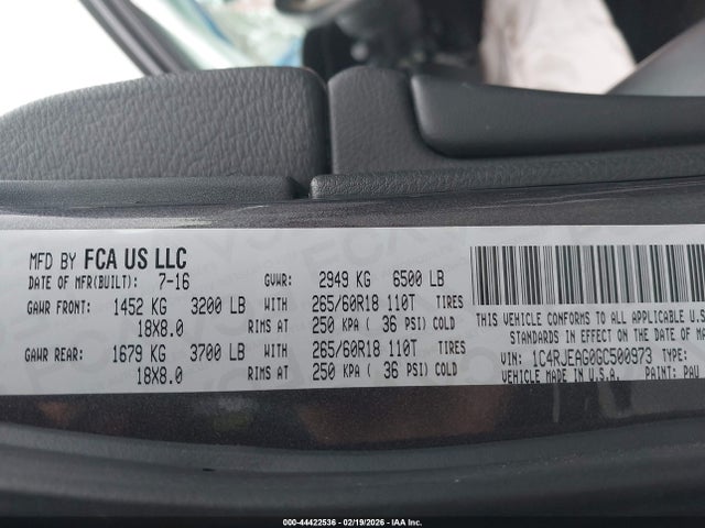 1C4RJEAG0GC500973 Jeep Grand Cherokee Laredo
