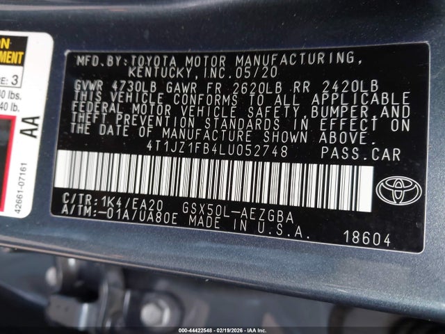 4T1JZ1FB4LU052748 Toyota AVALON XLE