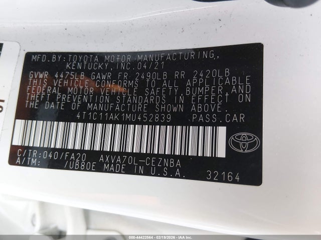 4T1C11AK1MU452839 Toyota CAMRY LE