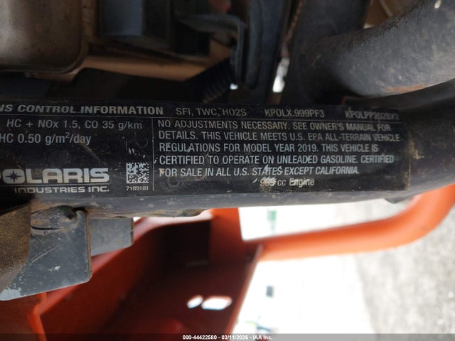 2019 Polaris Ranger Crew Xp 1000 Eps High Lifter Edition მანქანა იყიდება აუქციონზე, vin: 4XARSM991K8541905, აუქციონის ნომერი: 44422580