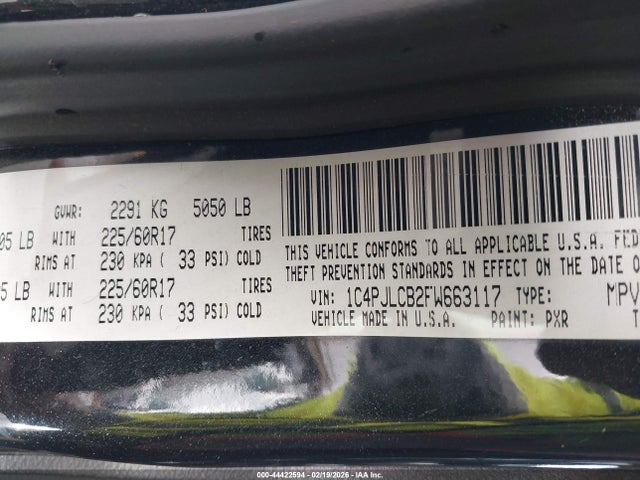 1C4PJLCB2FW663117 Jeep Cherokee Latitude