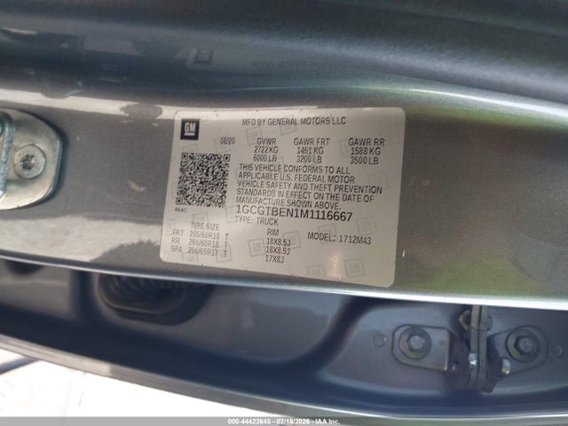 2021 Chevrolet Colorado 4wd  Short Box Wt მანქანა იყიდება აუქციონზე, vin: 1GCGTBEN1M1116667, აუქციონის ნომერი: 44422645