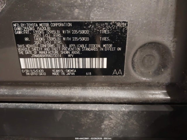 Продажа на аукционе авто 2024 Subaru Solterra Limited, vin: JTMABABA9RA073014, номер лота: 44422661
