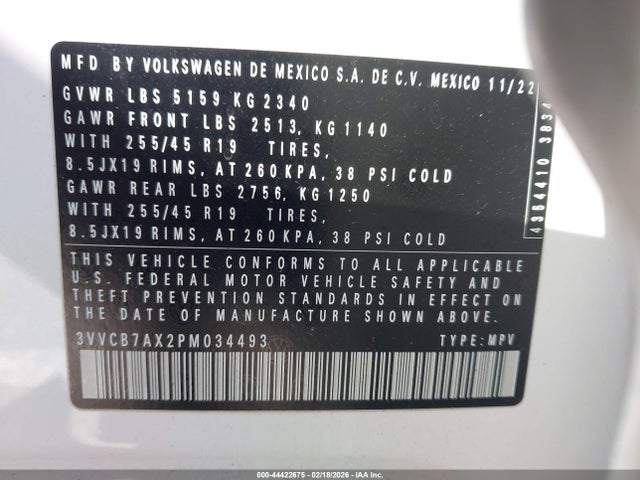 2023 VOLKSWAGEN TIGUAN 3VVCB7AX2PM034493 Photo 8