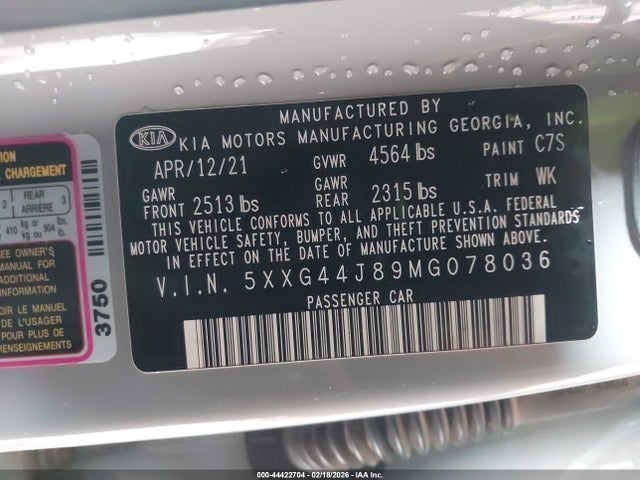 5XXG44J89MG078036 KIA K5 Gt
